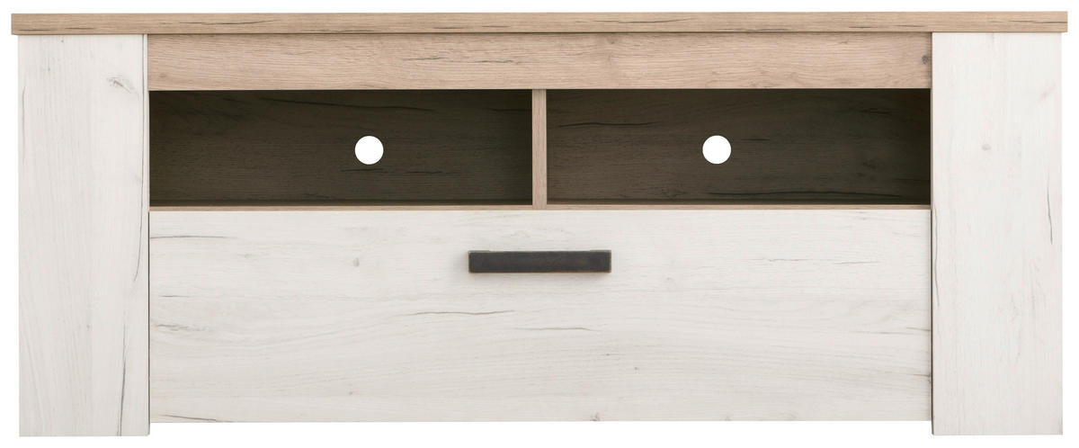 KOMODA POD TELEVIZI, barvy stříbrného dubu, 122,5/49,5/43,5 cm - barvy stříbrného dubu, Basics, kompozitní dřevo (122,5/49,5/43,5cm) - Ti'me