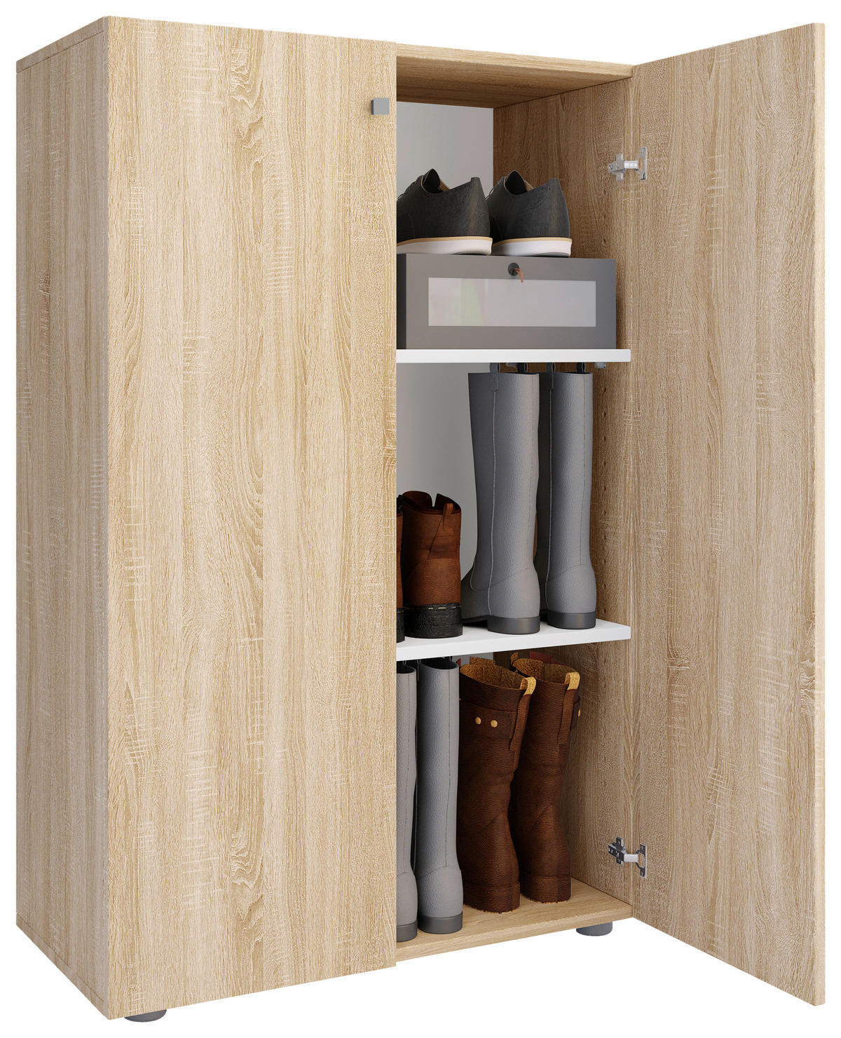 SCHUHSCHRANK Lona  in 70/110/39 cm  - Silberfarben/Schwarz, Design, Holzwerkstoff/Kunststoff (70/110/39cm) - MID.YOU