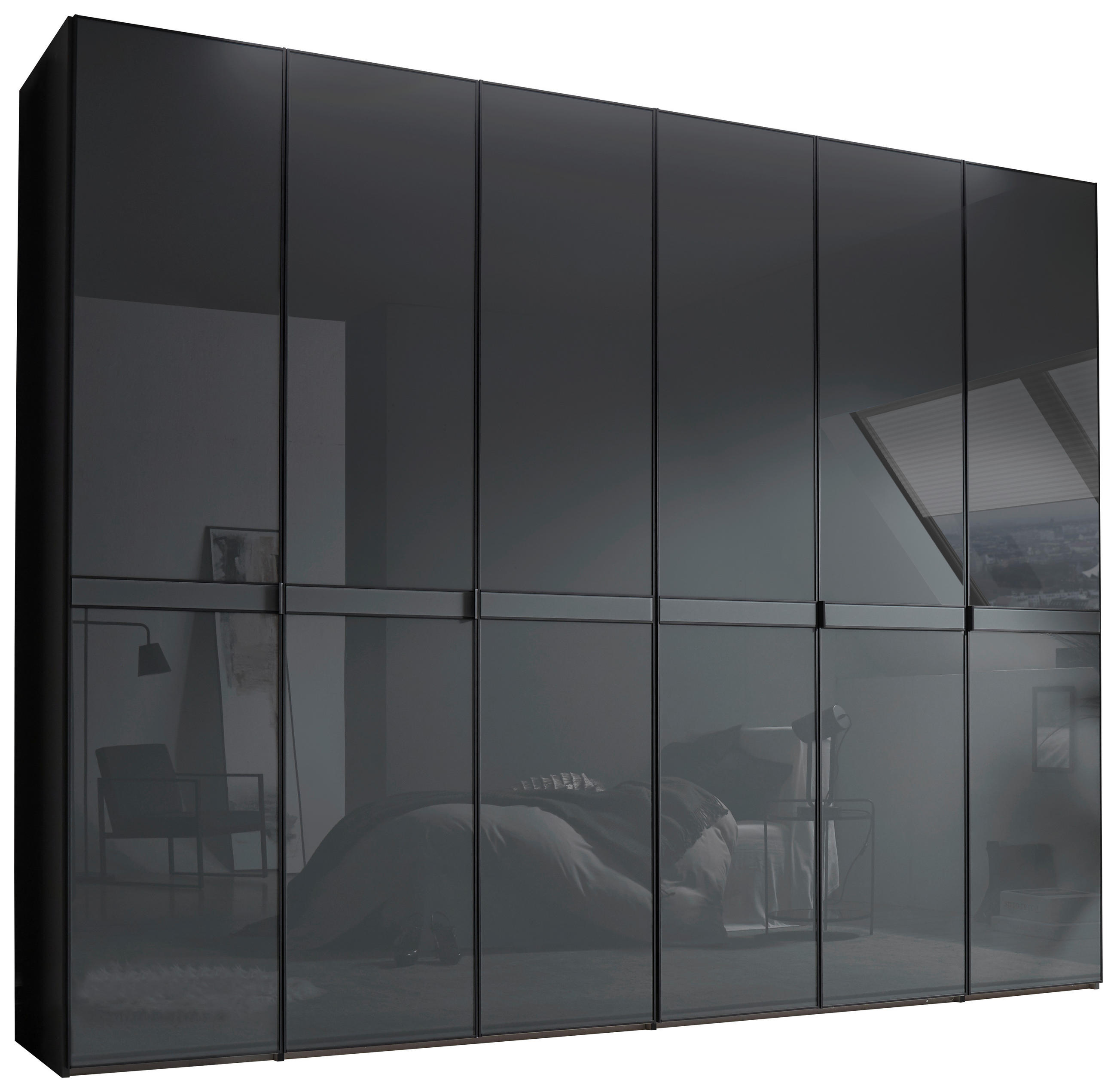 DREHTÜRENSCHRANK 298/240/63 cm,  in Grau, 6-türig  - Schwarz/Grau, Design, Glas/Holzwerkstoff (298/240/63cm) - Dieter Knoll