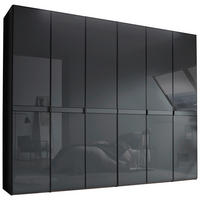 DREHTÜRENSCHRANK 298/240/63 cm,  in Grau, 6-türig  - Schwarz/Grau, Design, Glas/Holzwerkstoff (298/240/63cm) - Dieter Knoll