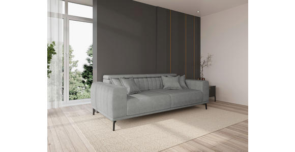 3-SITZER-SOFA  in Webstoff Grau  - Schwarz/Grau, KONVENTIONELL, Textil/Metall (240/80/113cm) - Carryhome