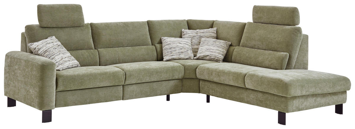 ECKSOFA Olivgrün Chenille  - Schwarz/Olivgrün, Design, Textil/Metall (285/248cm) - Beldomo Comfort