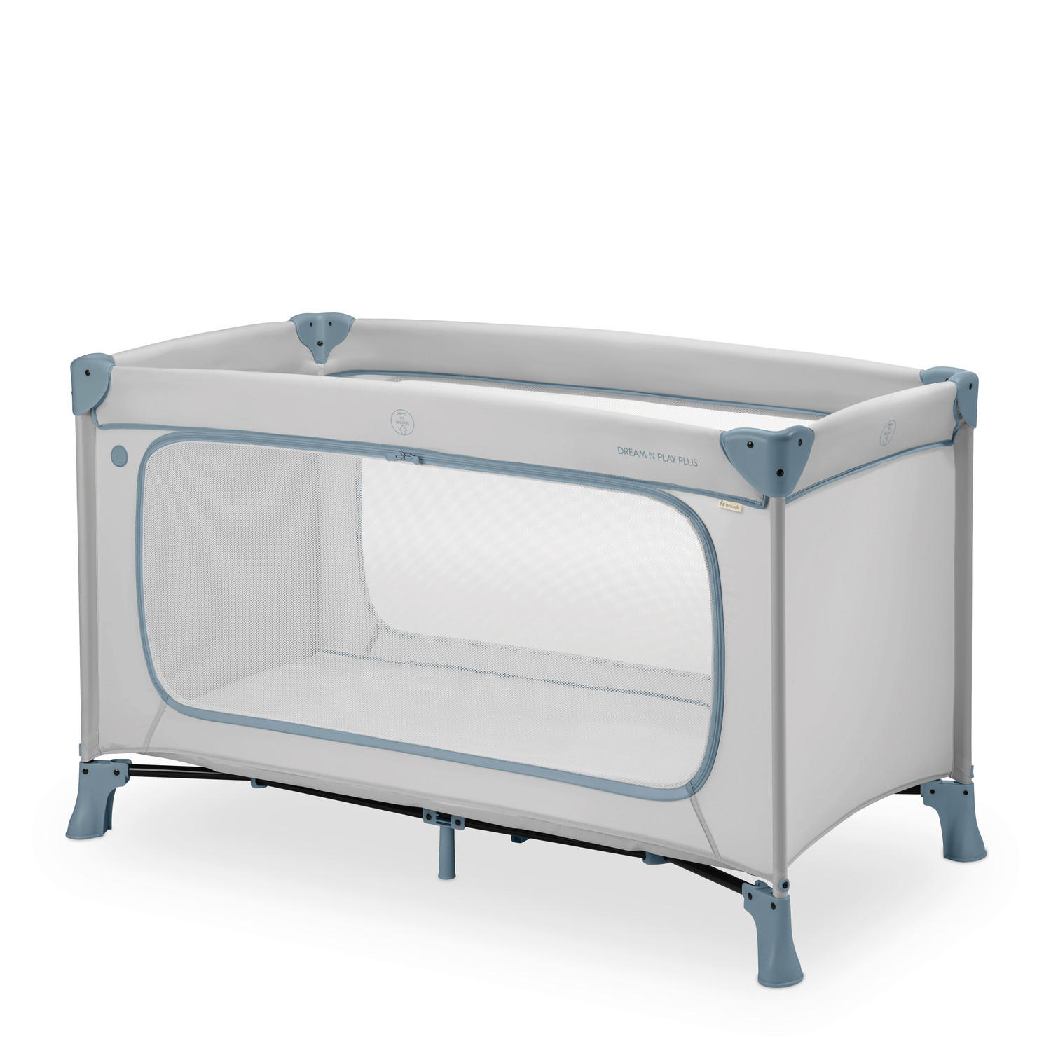 Hauck Reisebett Dream N Play Plus Greige, Pastellblau 65x76x125 cm