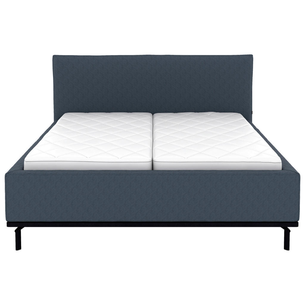 Thumbnail - Musterring Polsterbett, Dunkelblau, Textil, Birke, Buche, massiv, H2 + H3, Höhe ca. 20 cm, 180x200 cm, atmungsaktiv,in v...