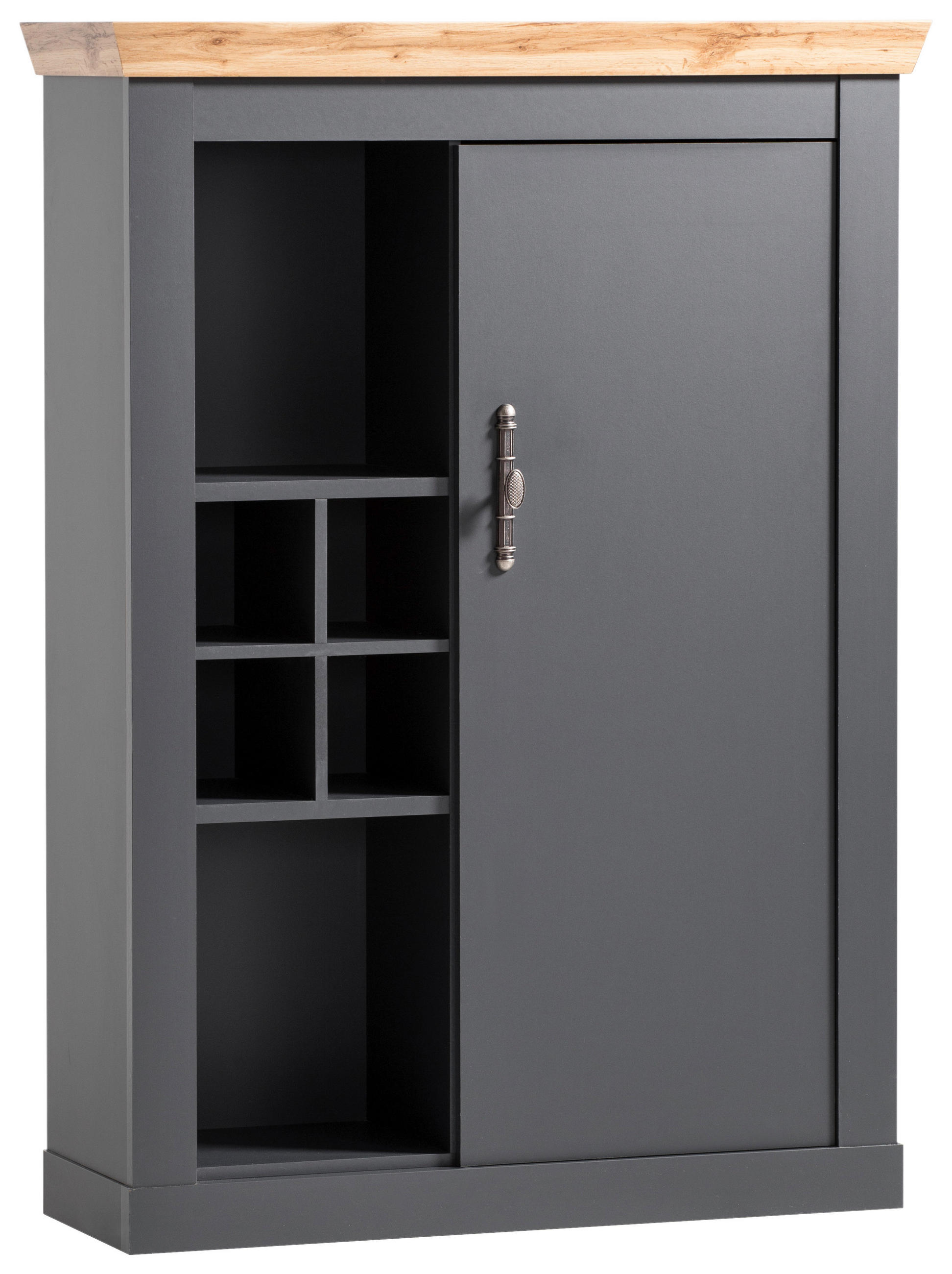 HIGHBOARD in 107/146/38 cm - Anthrazit/Silberfarben, Design, Holzwerkstoff/Metall (107/146/38cm) - MID.YOU
