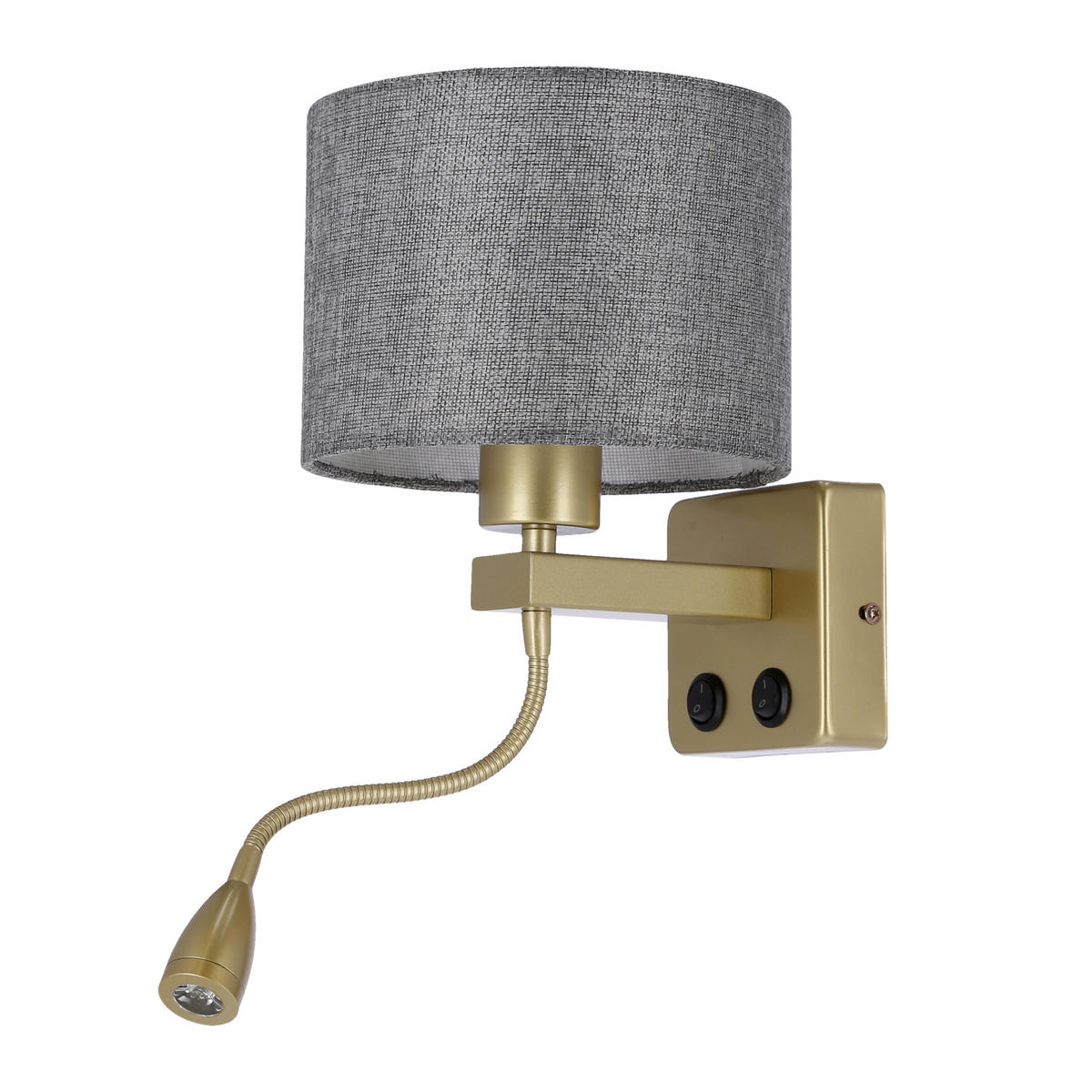 WANDLEUCHTE 18/22/44 cm   - Goldfarben/Grau, Basics, Kunststoff/Metall (18/22/44cm)