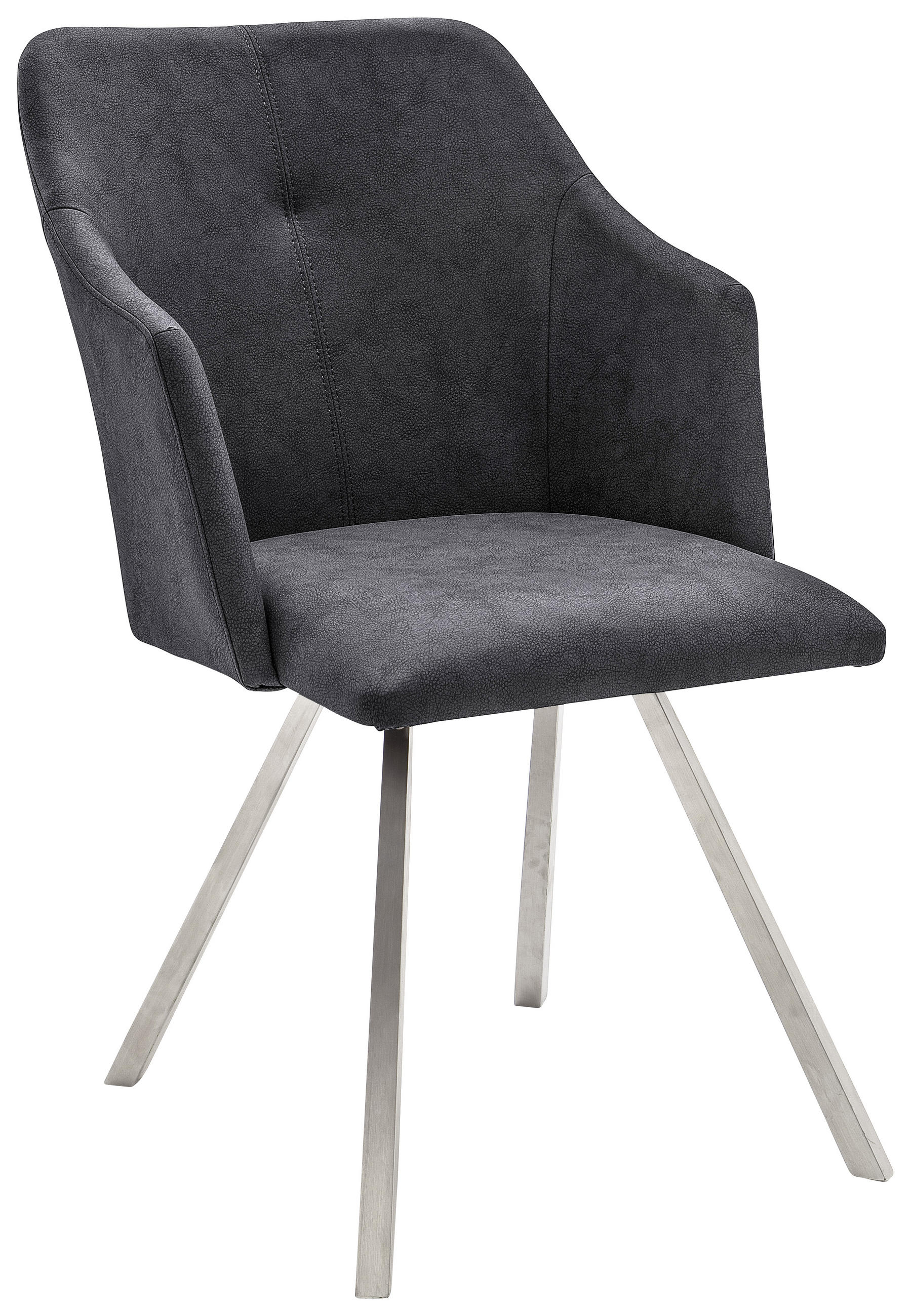 Armlehnstuhl in Anthrazit, Edelstahlfarben