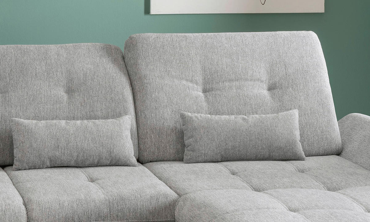 WOHNLANDSCHAFT Silberfarben Chenille  - Chromfarben/Silberfarben, Design, Textil/Metall (254/376/195cm) - Livetastic