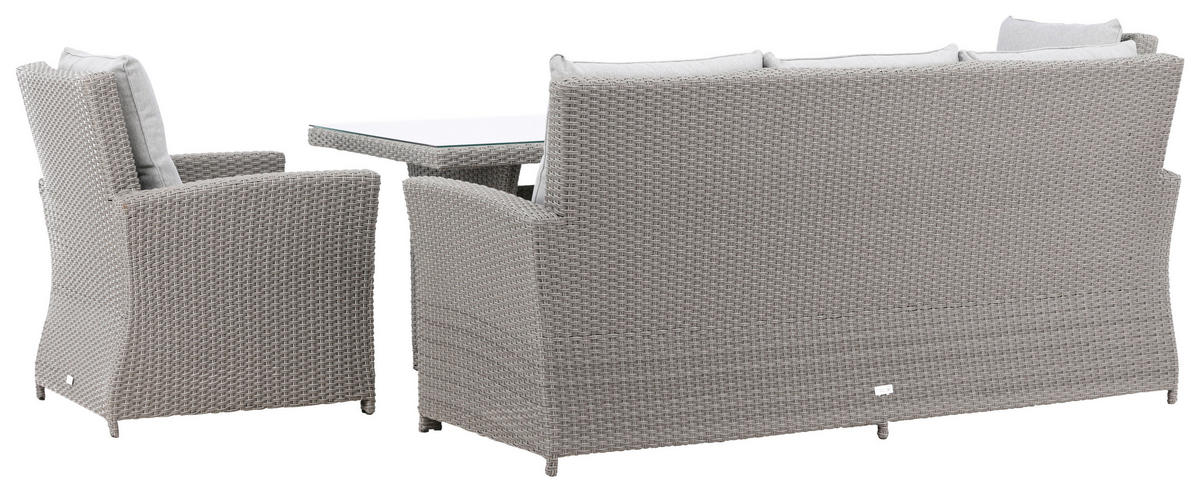 LOUNGESET 2 delar  - grå, Klassisk, glas/plast - Gardenson