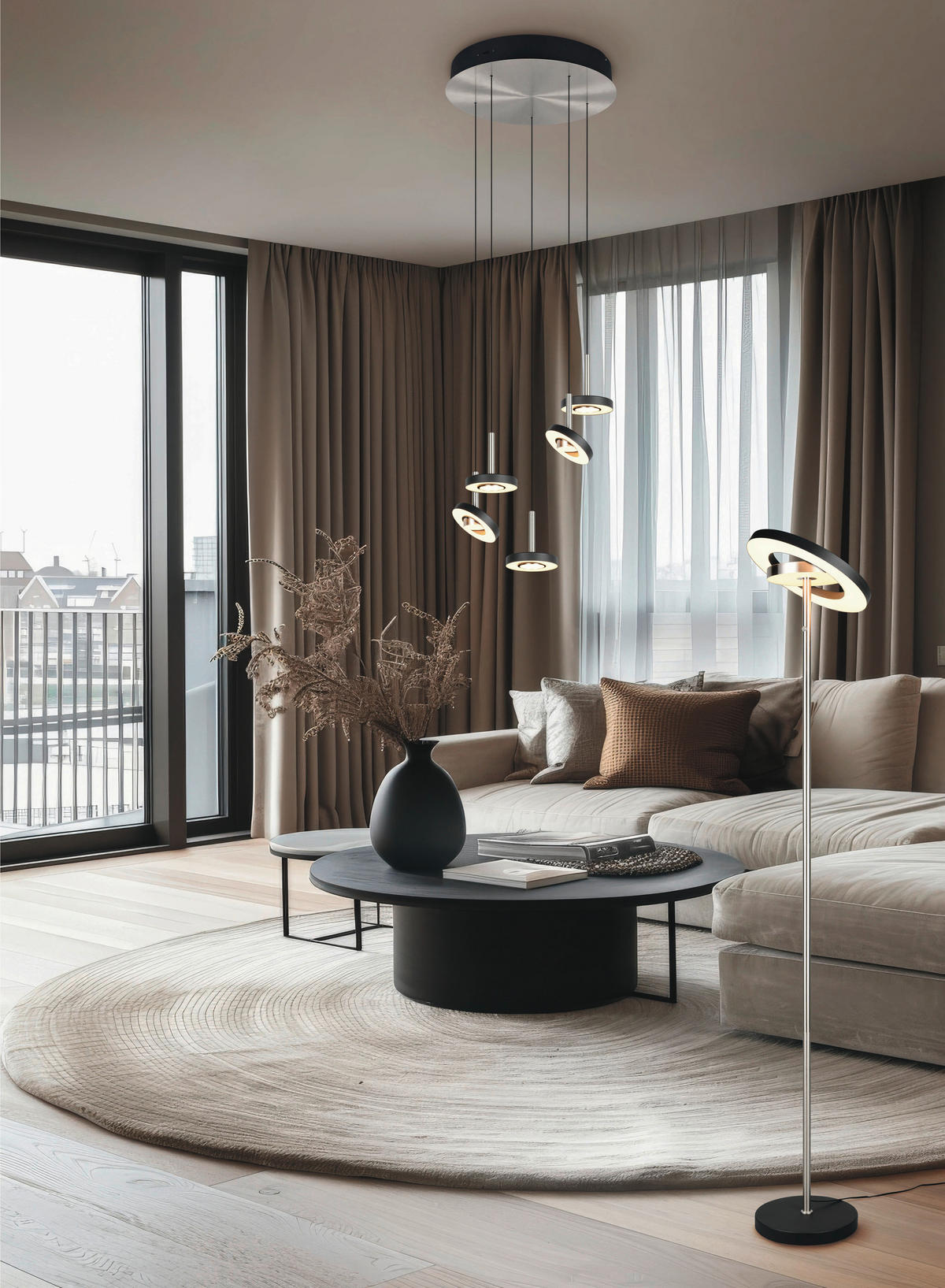 LED-HÄNGELEUCHTE Guano 42/200 cm   - Schwarz/Nickelfarben, Design, Metall (42/200cm) - Trio Leuchten