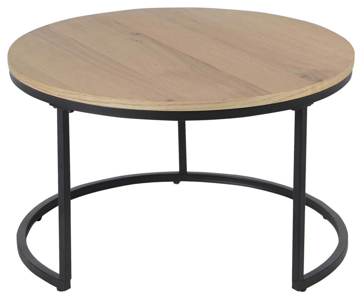 COUCHTISCHSET in Holz, Metall, Holzwerkstoff 70/70/42 cm  - Eichefarben/Schwarz, Konventionell, Holz/Holzwerkstoff (70/70/42cm) - Stylife