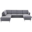 WOHNLANDSCHAFT in Flachgewebe Blau - Chromfarben/Blau, KONVENTIONELL, Textil/Metall (200/305/168cm) - Voleo