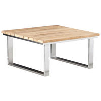 LOUNGETISCH 76/76/38,5 cm Holz, Metall  - Edelstahlfarben/Teakfarben, Design, Holz/Metall (76/76/38,5cm) - Zebra 