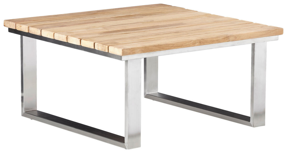 LOUNGETISCH 76/76/38,5 cm Holz, Metall  - Edelstahlfarben/Teakfarben, Design, Holz/Metall (76/76/38,5cm) - Zebra 