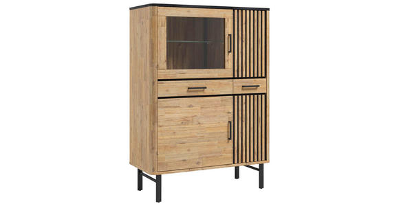 HIGHBOARD in 100/140/45 cm - Schwarz/Akaziefarben, LIFESTYLE, Glas/Holz (100/140/45cm) - Landscape