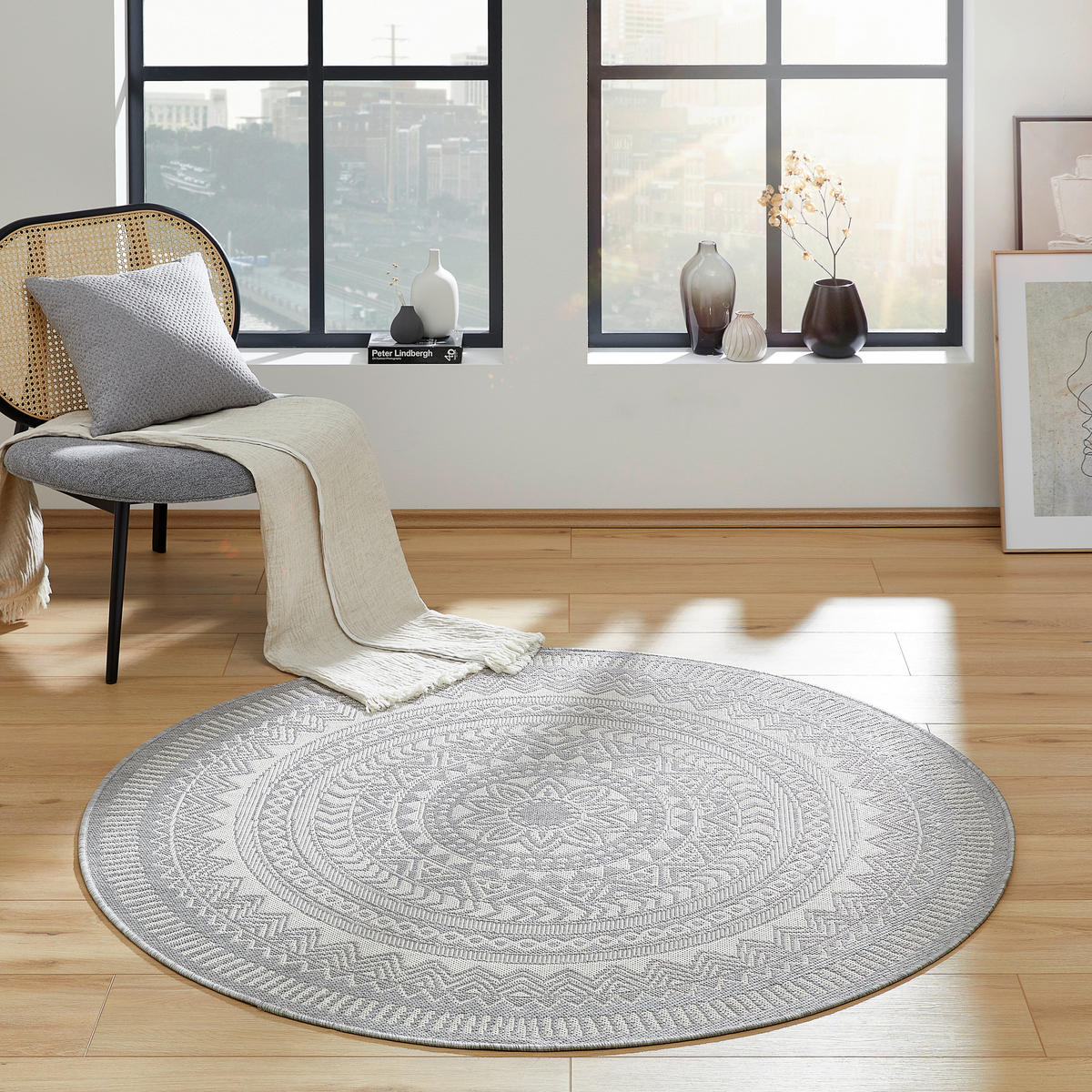 VENKOVNÍ KOBEREC, 120 cm, šedá - šedá, Natur, textil (120cm) - Novel