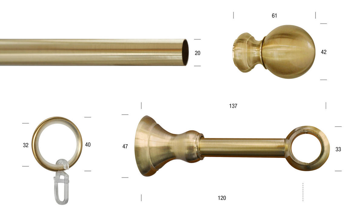 VORHANGSTANGE 430 cm  - Messingfarben, KONVENTIONELL, Metall (430cm)