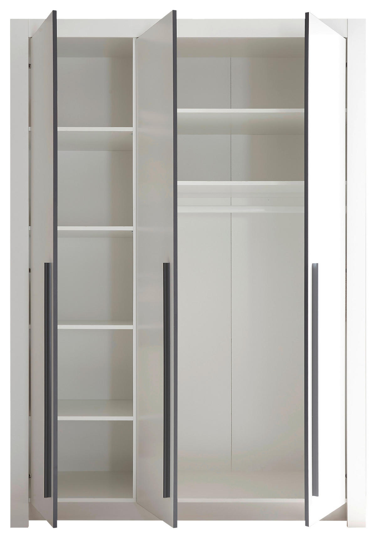 BABYKLEIDERSCHRANK Pulni Weiß  - Graphitfarben/Weiß, Basics, Holzwerkstoff/Kunststoff (137/195,5/56cm) - My Baby Lou