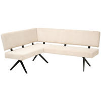 ECKBANK 150/190 cm Leinenoptik Schwarz, Beige   - Beige/Schwarz, KONVENTIONELL, Textil/Metall (150/190cm) - MID.YOU