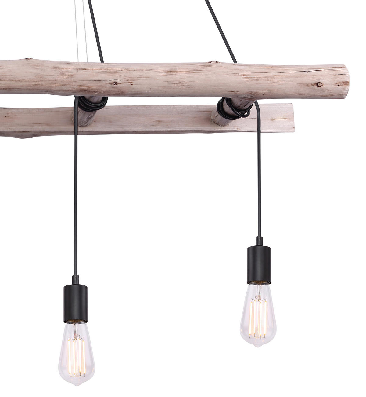 HÄNGELEUCHTE Rustic 115/30/192 cm   - Schwarz/Naturfarben, Design, Holz/Metall (115/30/192cm) - Marama