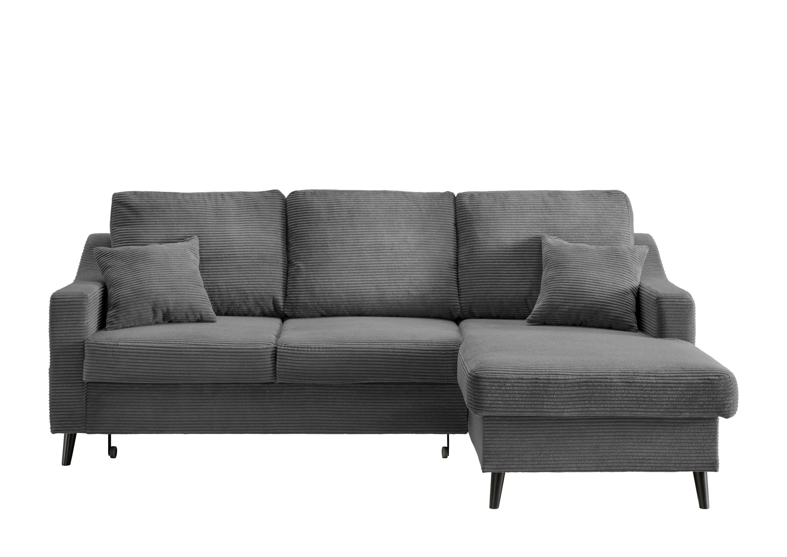 ECKSOFA Grau Cord  - Schwarz/Grau, Design, Holz/Textil (228/150cm) - P & B