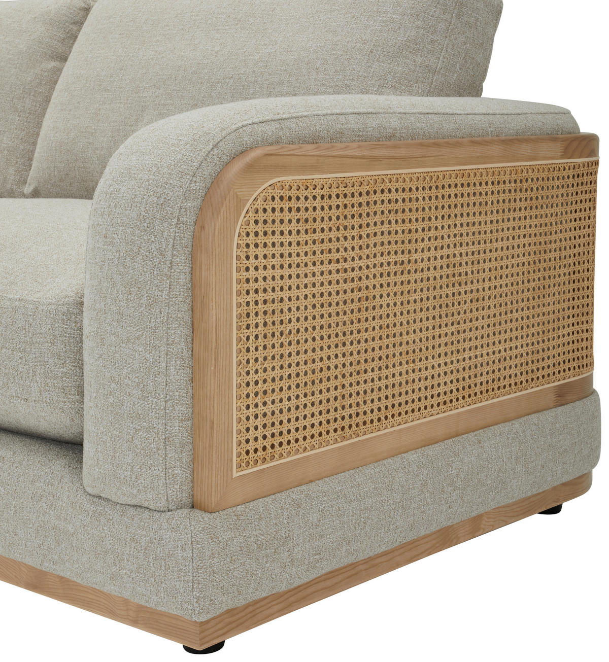 ECKSOFA WIENER GEFLECHT Beige, Creme Flachgewebe  - Beige/Creme, LIFESTYLE, Holz/Kunststoff (294/294cm) - Livetastic