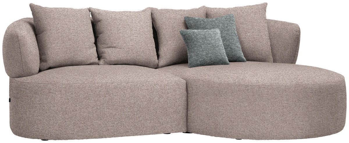 ECKSOFA in Flachgewebe Hellbraun  235/166 cm  - Hellbraun/Schwarz, MODERN, Kunststoff/Textil (235/166cm) - Hom`in