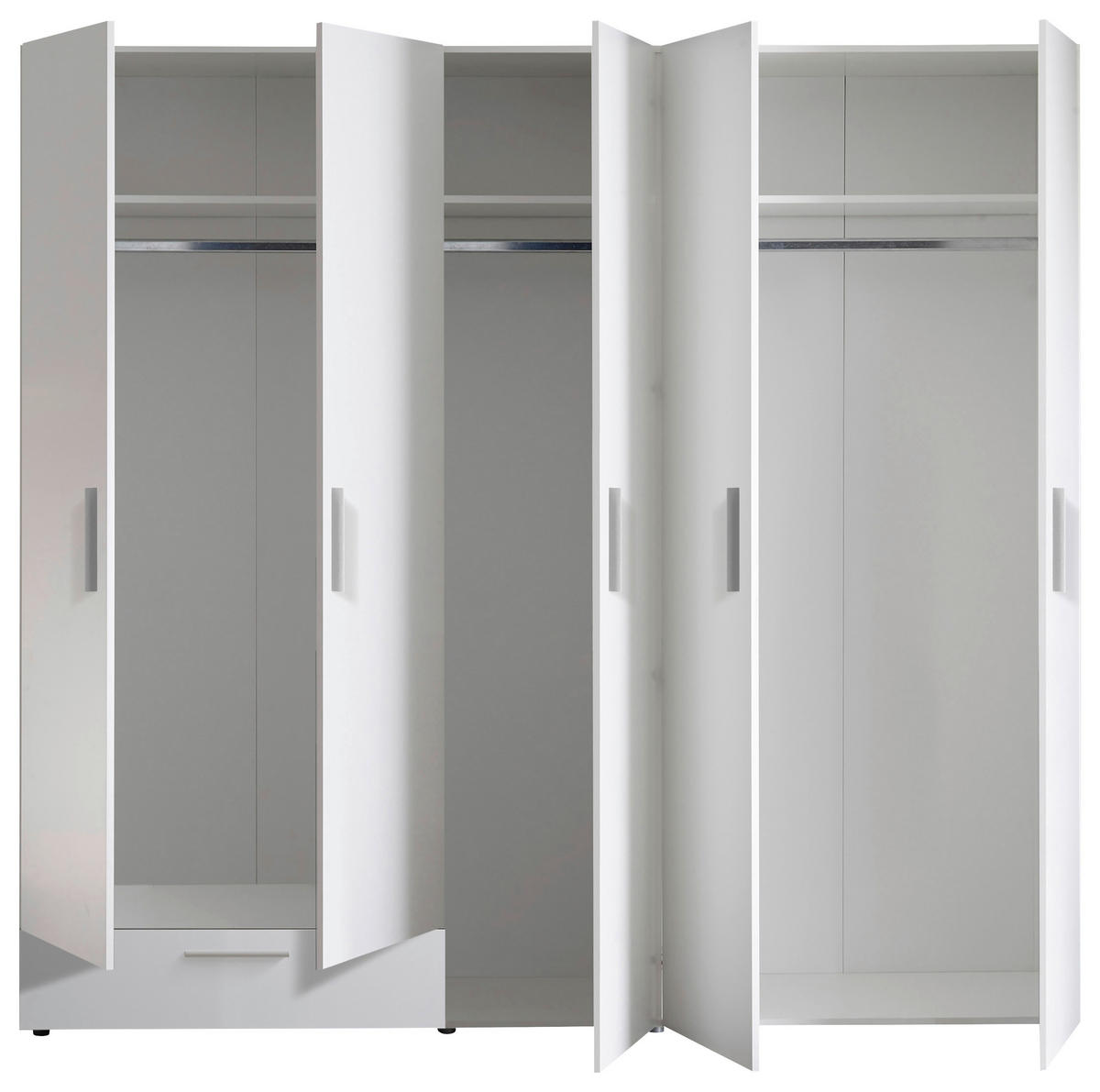 OMARA ZA OBLAČILA, bela  - bela/barve aluminija, Moderno, umetna masa/leseni material (225/210/52,5cm) - Xora