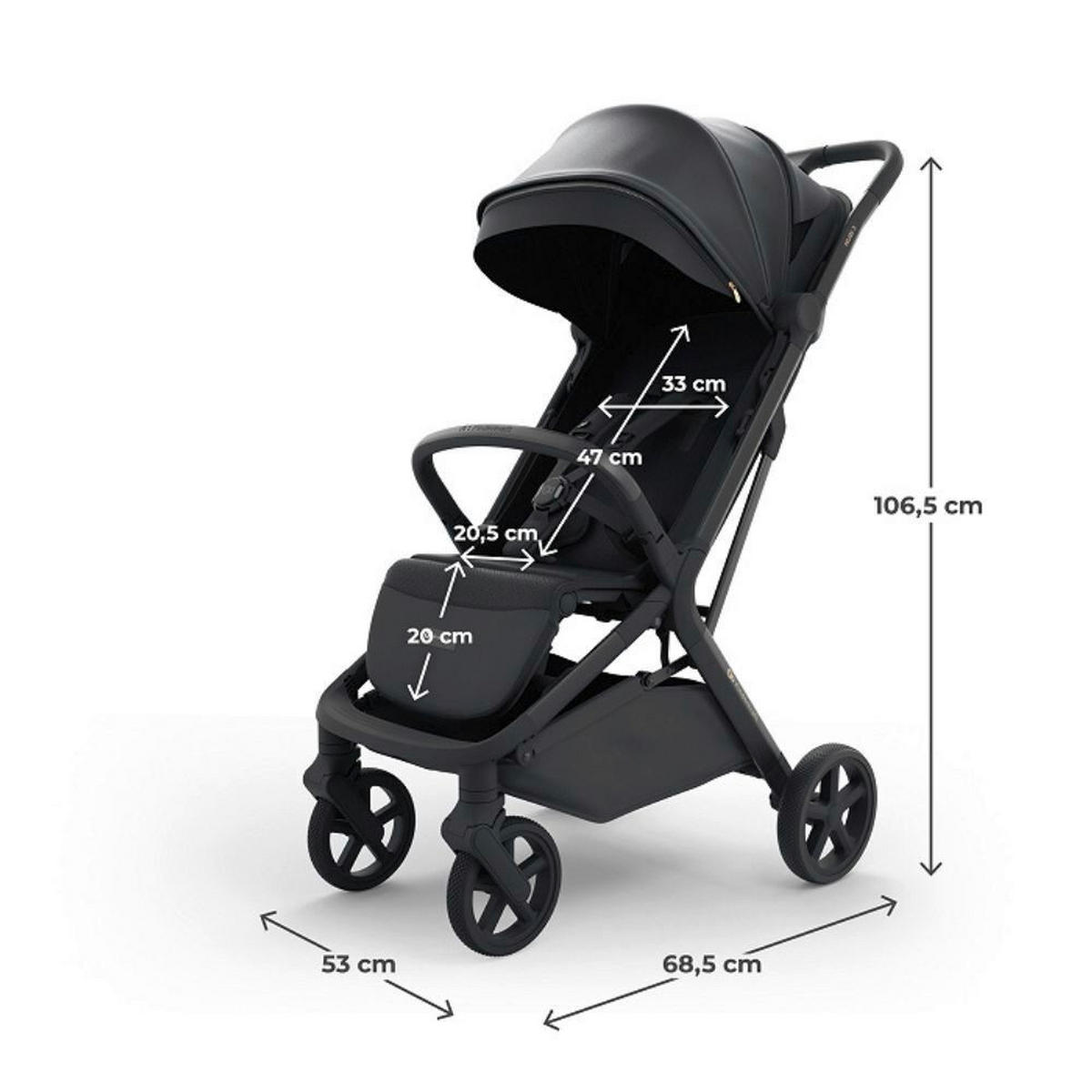 DJEČJA KOLICA  NUBI 3  - crna, Basics, metal/tekstil (68,5/53/106,5cm) - Kinderkraft