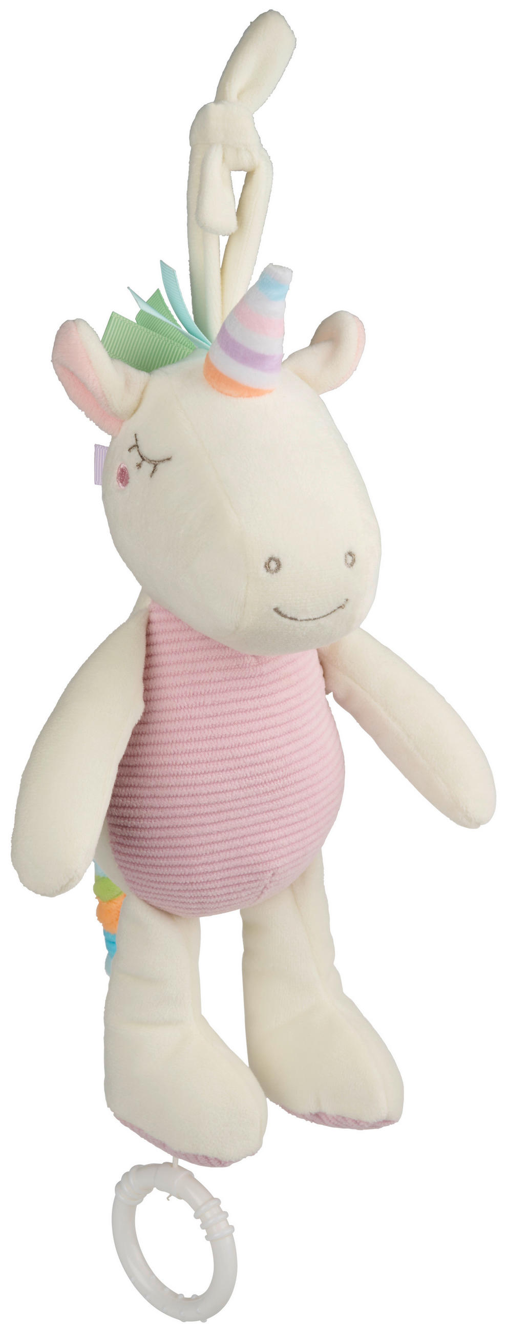 NAŤAHOVACIA HRAČKA S MELÓDIOU - biela, Trend, textil/plast (23cm) - Patinio