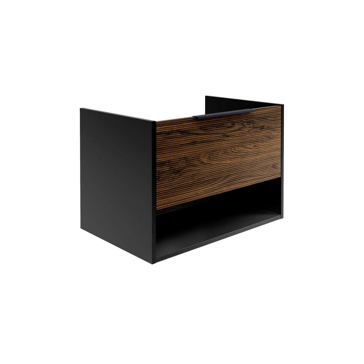 WASCHTISCHKOMBI  - Eiche dunkel/Schwarz, Basics, Holzwerkstoff/Stein (70,5/15,2/46,5cm) - MID.YOU