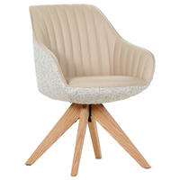 ARMLEHNSTUHL  in Chenille, Lederlook  - Eichefarben/Beige, KONVENTIONELL, Holz/Textil (60/83/65cm) - home24