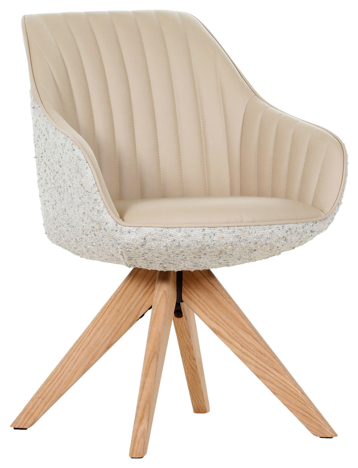 ARMLEHNSTUHL  in Chenille, Lederlook  - Eichefarben/Beige, KONVENTIONELL, Holz/Textil (60/83/65cm) - home24