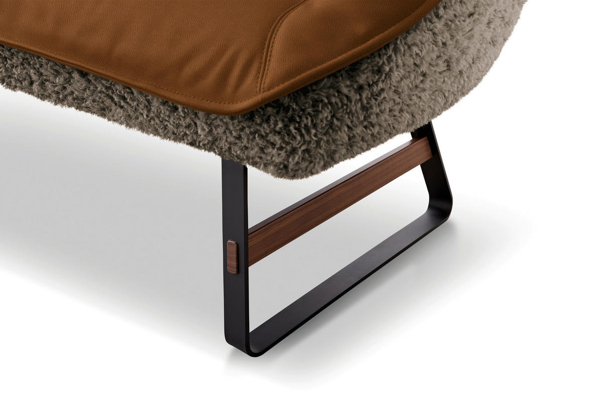 SITZBANK Textil, Leder Braun  - Schwarz/Braun, Design, Leder/Holz (229/88/80cm) - Koinor