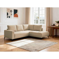 ECKSOFA RAFAEL Hellbraun Struktur Rückenkissen, Bettkasten  - Hellbraun/Schwarz, Design, Textil/Metall (269cm) - P & B