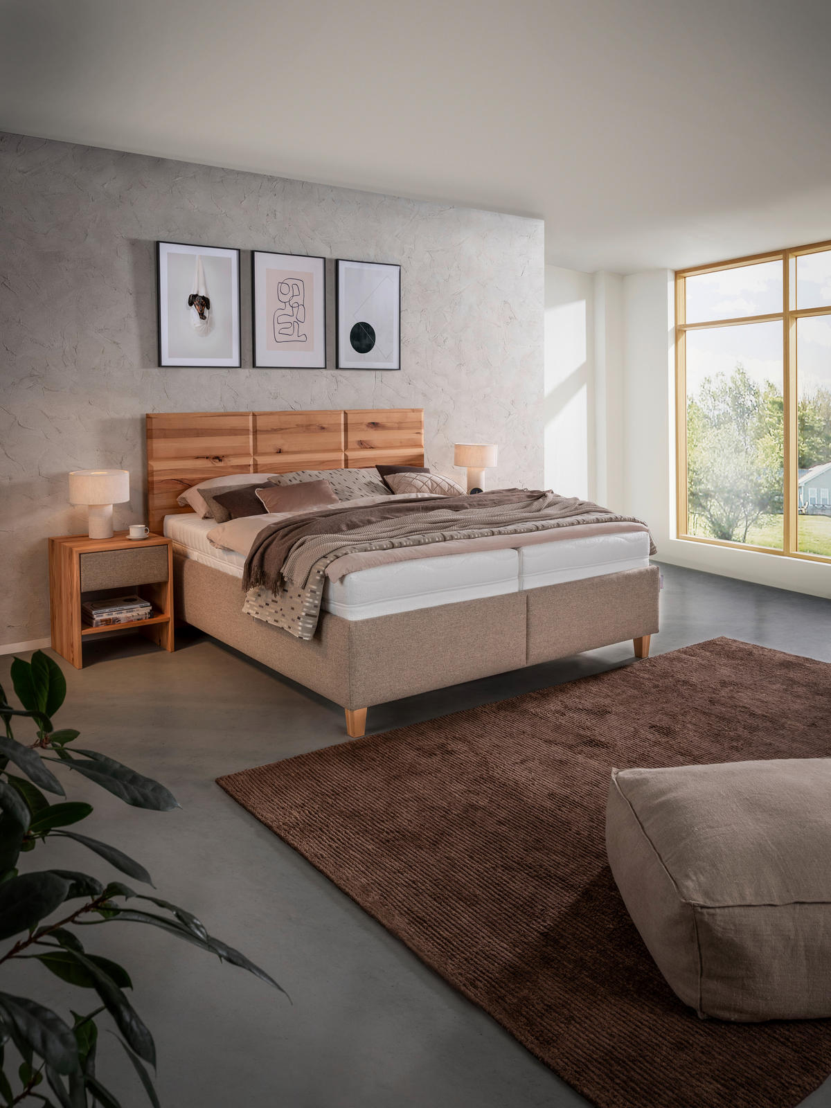 POLSTERBETT 180/200 cm  in Buchefarben, Hellbraun  - Hellbraun/Weiss, Design, Holz/Textil (180/200cm) - Valnatura