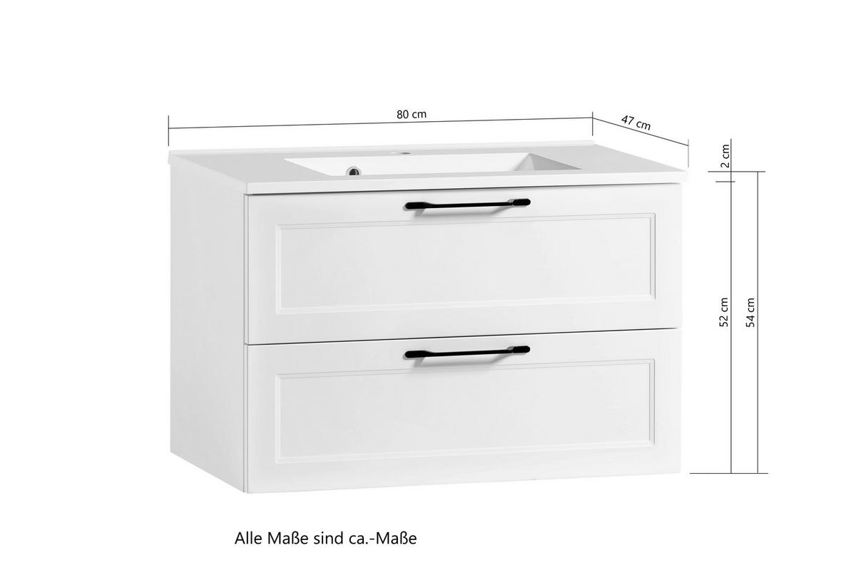 WASCHTISCHKOMBI 80 cm  - Kaschmir/Eiche Wotan, ROMANTIK / LANDHAUS, Holzwerkstoff/Stein (80cm) - Xora