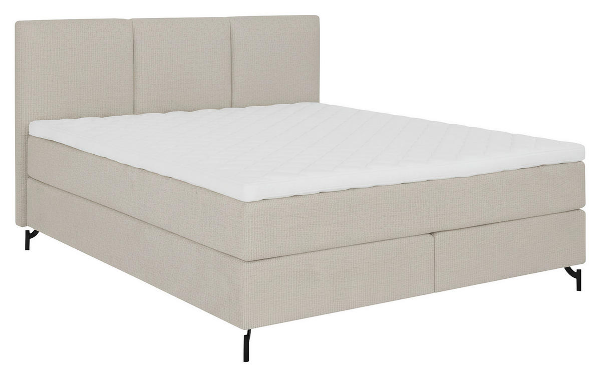 KONTINENTALSÄNG 180/200 cm  i beige  - beige/svart, Klassisk, metall/textil (180/200cm) - Novel