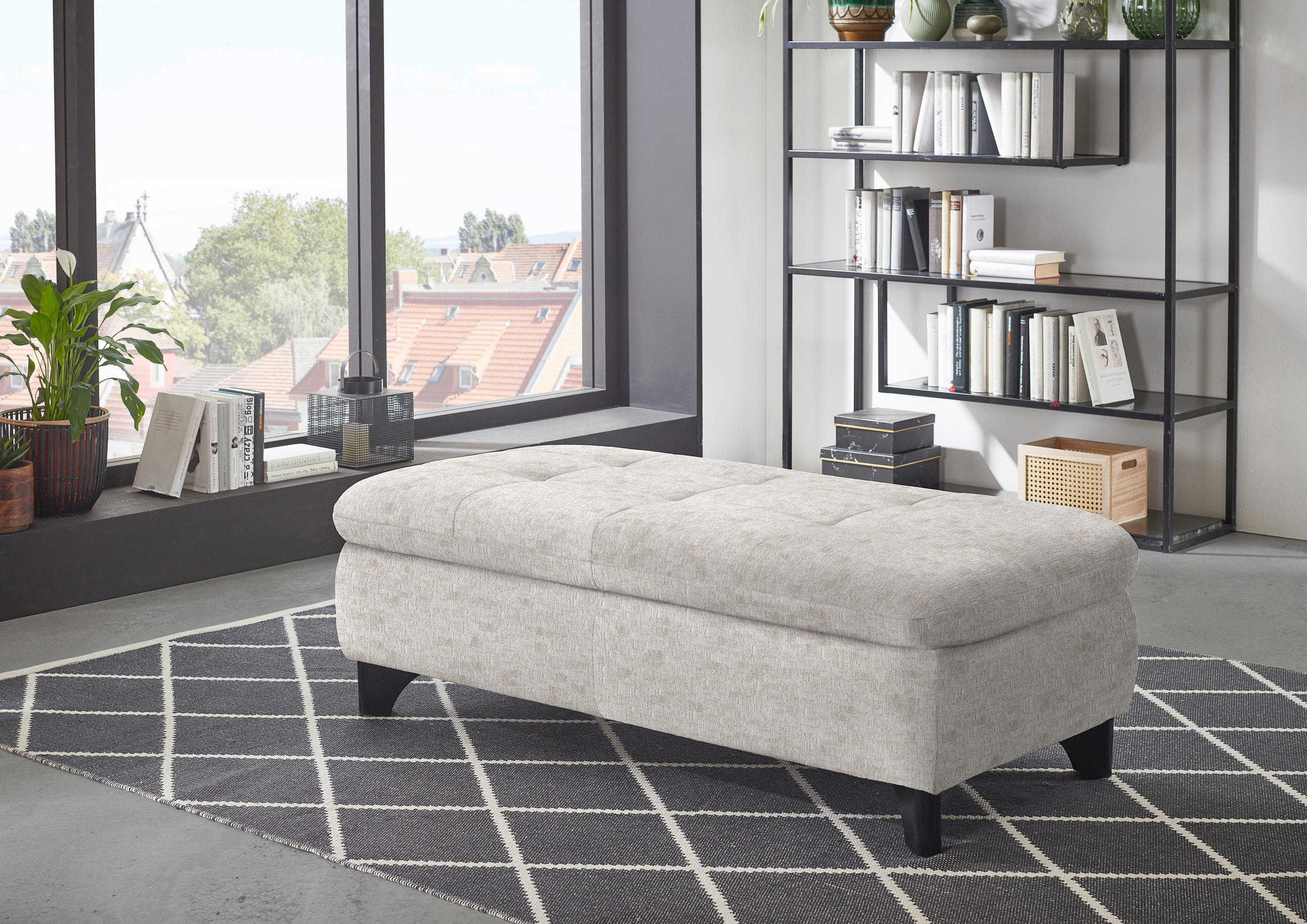 PALL i textil ecru  - svart/ecru, Klassisk, metall/textil (60/45/60cm) - MID.YOU