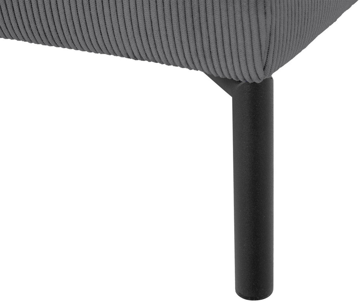 ECKSOFA ERNO Grau Cord  inkl.  - Schwarz/Grau, Design, Textil/Metall (262/183cm) - MID.YOU