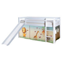 SPIELBETT Absturzsicherung, Leiter, Rutsche, Vorhang 90/200 cm  in Multicolor, Weiß  - Multicolor/Weiß, Natur, Holz (90/200cm) - MID.YOU