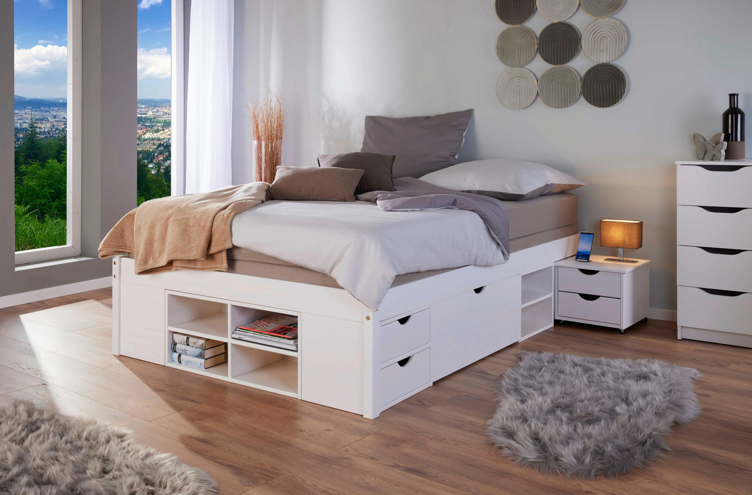 STAURAUMBETT 140/200 cm  in Weiss   - Weiss, Konventionell (140/200cm) - MID.YOU