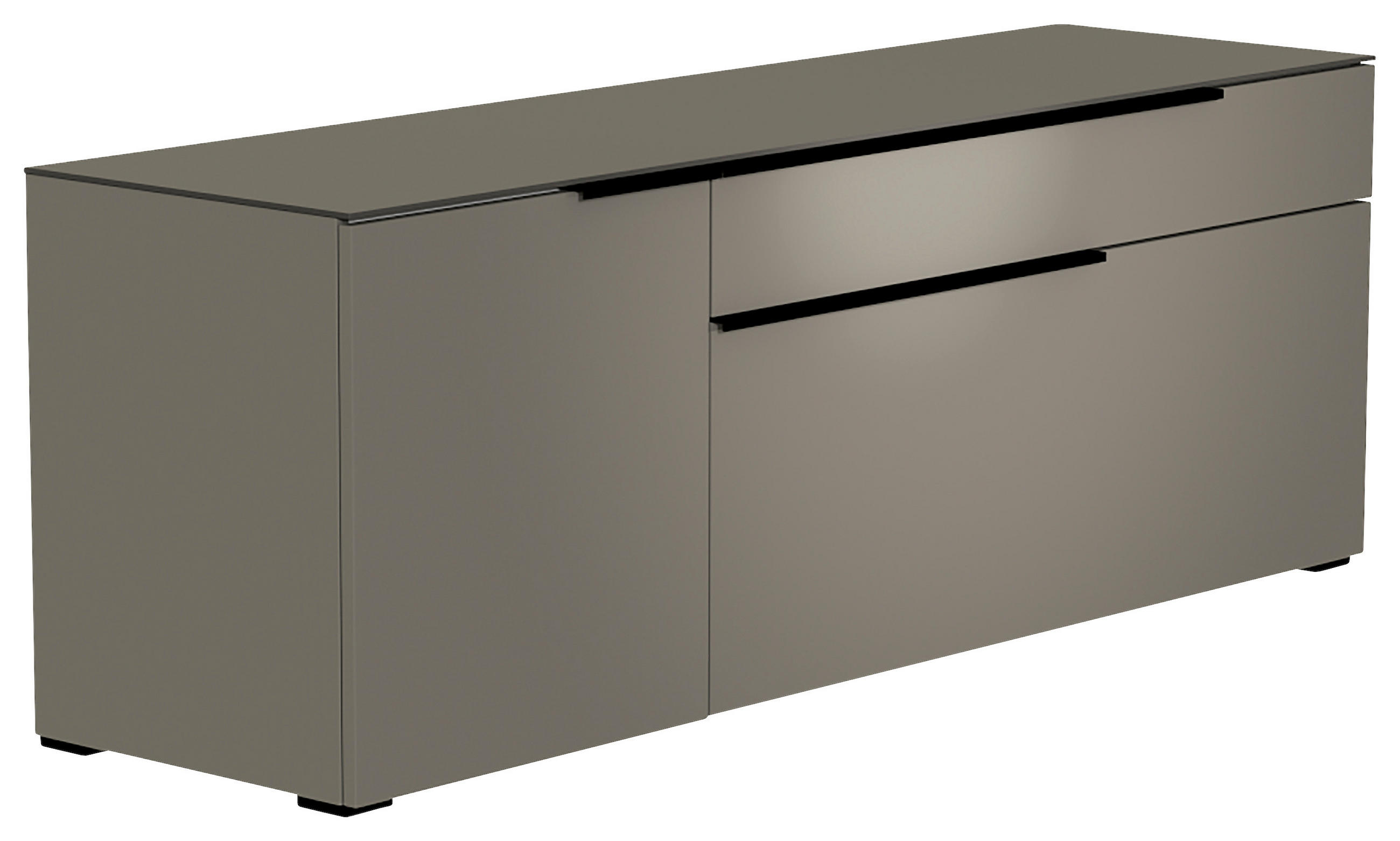 LOWBOARD  in 160/58/45 cm  - Schwarz/Grau, Design, Glas/Holzwerkstoff (160/58/45cm) - Moderano