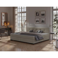 BOXSPRINGBETT 240/200 cm,  in Beige, gepolstertes Kopfteil, Topper, H3 + H3 = fest  - Beige/Schwarz, MODERN, Karton/Holz (240/200cm) - MID.YOU