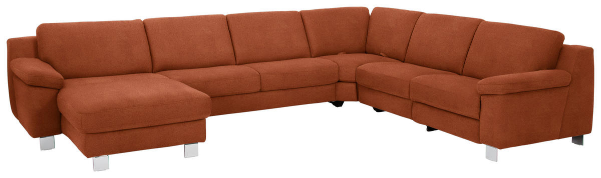 WOHNLANDSCHAFT in Mikrofaser Orange, Terracotta  - Chromfarben/Terracotta, Design, Textil/Metall (166/364/278cm) - Valdera