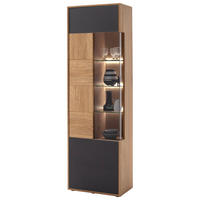 VITRÍNA, trámový dub, antracitová, dub bianco, 64/207/37 cm - čierna/antracitová, Design, kov/drevo (64/207/37cm) - MID.YOU