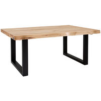 COUCHTISCH Wildeiche massiv rechteckig Eichefarben  - Eichefarben/Schwarz, Natur, Holz/Metall (110/45/75cm) - Landscape