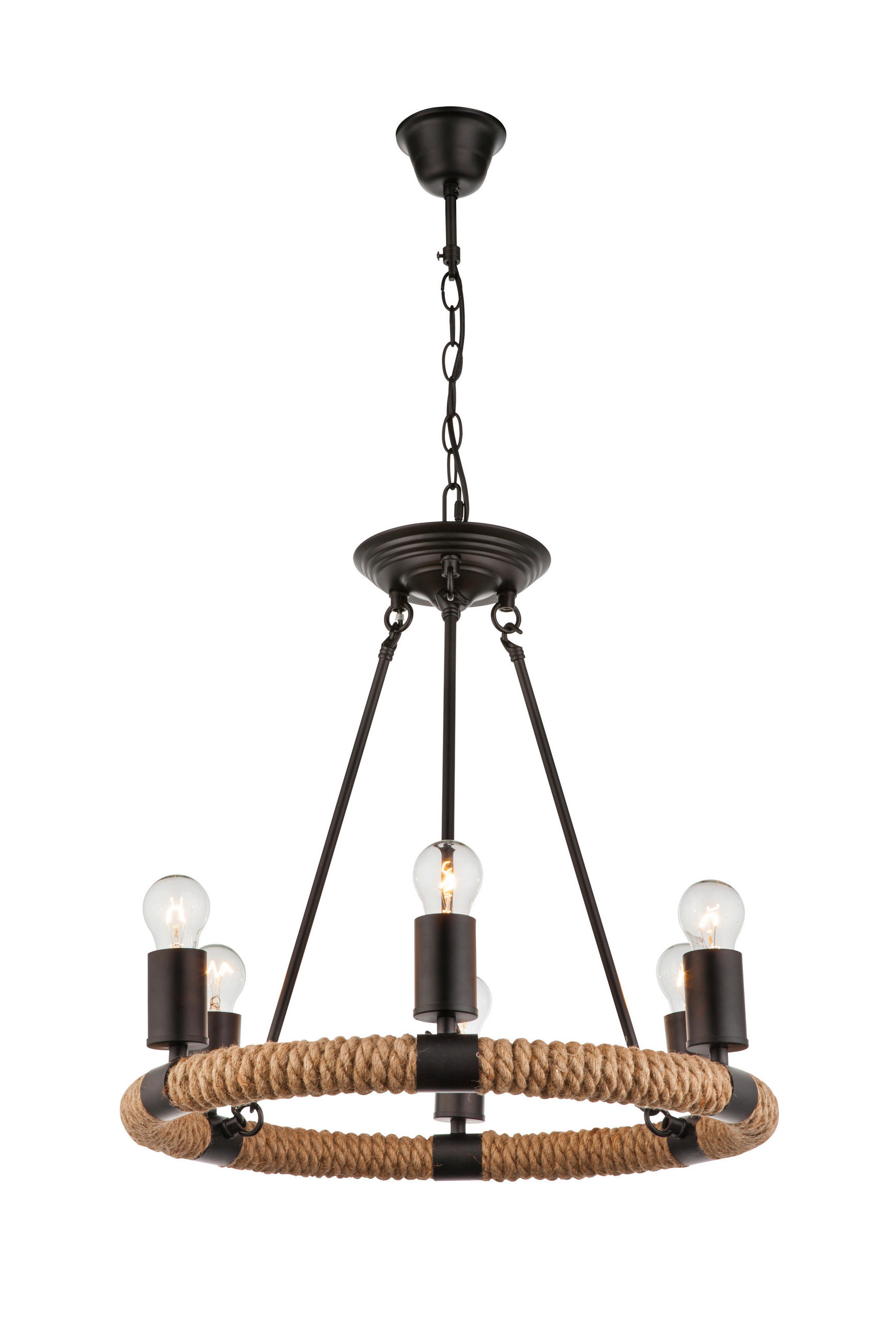 HÄNGELEUCHTE ULLEU 49,5/126 cm   - Schwarz, Natur, Naturmaterialien/Metall (49,5/126cm) - Globo