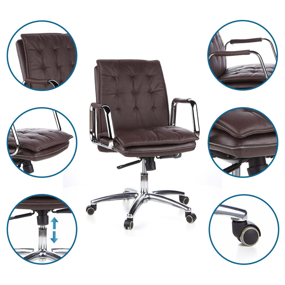 DREHSTUHL  in Braun  - Silberfarben/Braun, Basics, Leder/Kunststoff (60/109/48cm) - MID.YOU