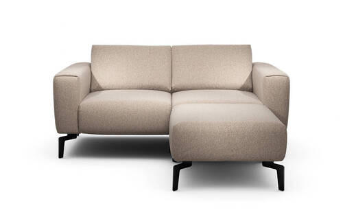 Zweisitzer inkl. Hocker in Chenille Anthrazit  - Anthrazit/Schwarz, Design, Textil/Metall (180/86/86-94cm) - SENSOO